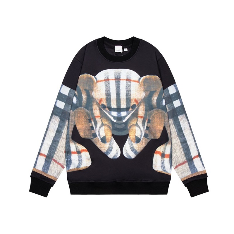 バーバリーメンズクルーネックブラックスウェットシャツr04477