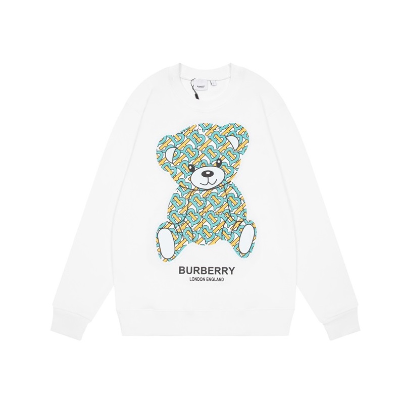 バーバリーユニセックスクルーネックホワイトスウェットシャツr04479