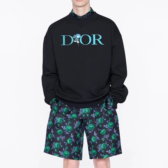 ディオールメンズクラシックブラックスウェットシャツo01999