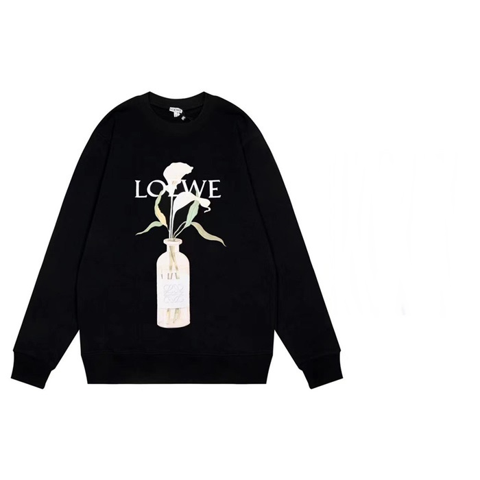 ロエベユニセックスクラシックブラックスウェットシャツe0634