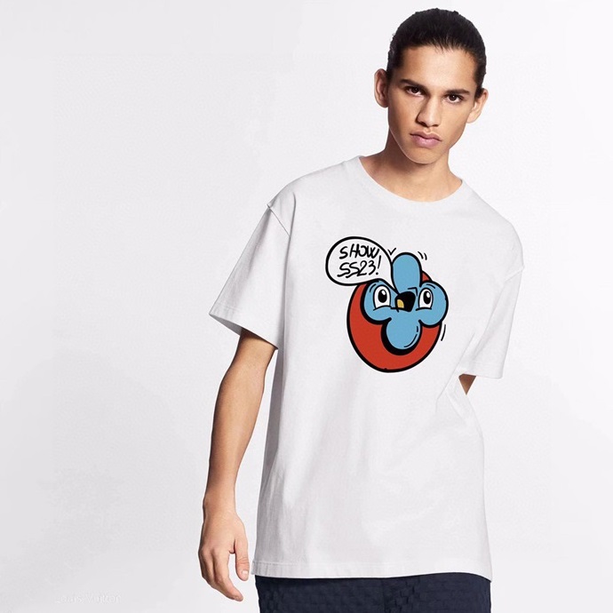 ルイヴィトンメンズホワイトクルーネック半袖Tシャツu05139