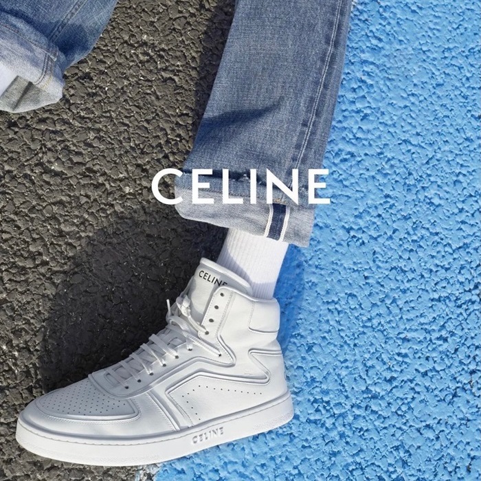 セリーヌユニセックスクラシックホワイトハイトップスニーカーl0447
