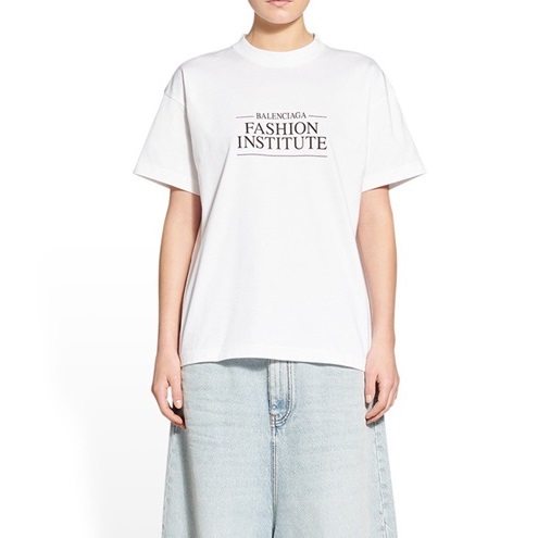 バレンシアガメンズクルーネックホワイト半袖Tシャツl01640