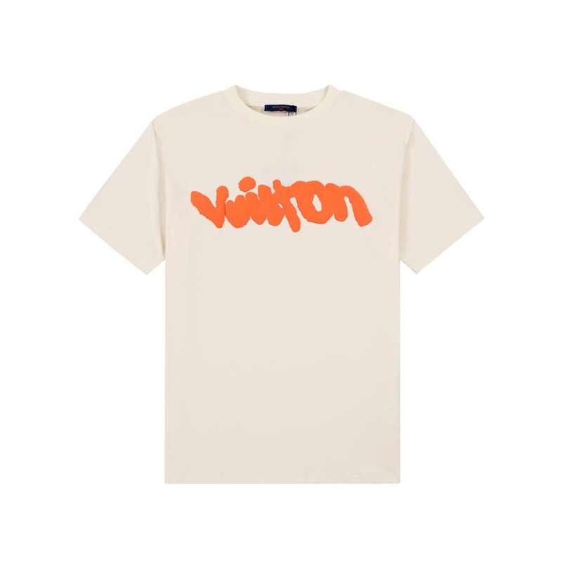 ルイヴィトンメンズアイボリークルーネック半袖Tシャツu05141