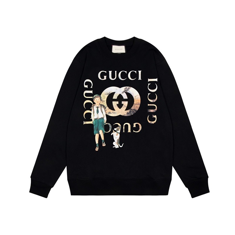 グッチユニセックスカジュアルブラックスウェットシャツc05067
