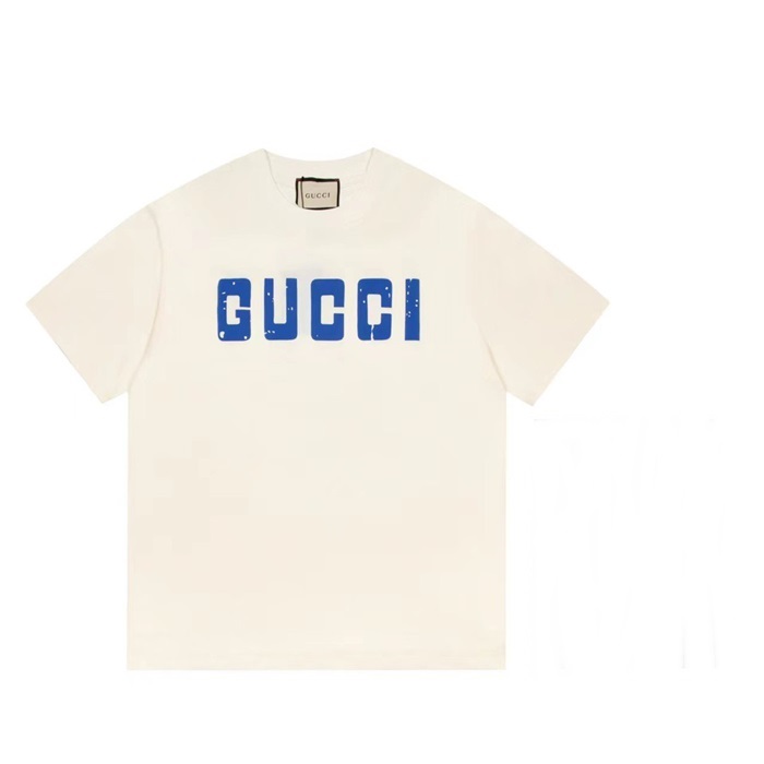 グッチユニセックスアイボリークルーネック半袖Tシャツc05069