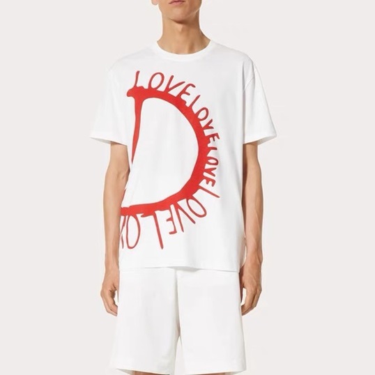 ヴァレンティノメンズホワイトクルーネック半袖Tシャツ0277