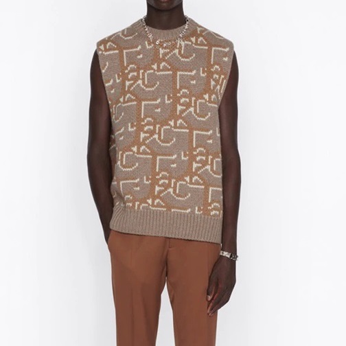 ディオールユニセックスオブリークキャメルベストo02030