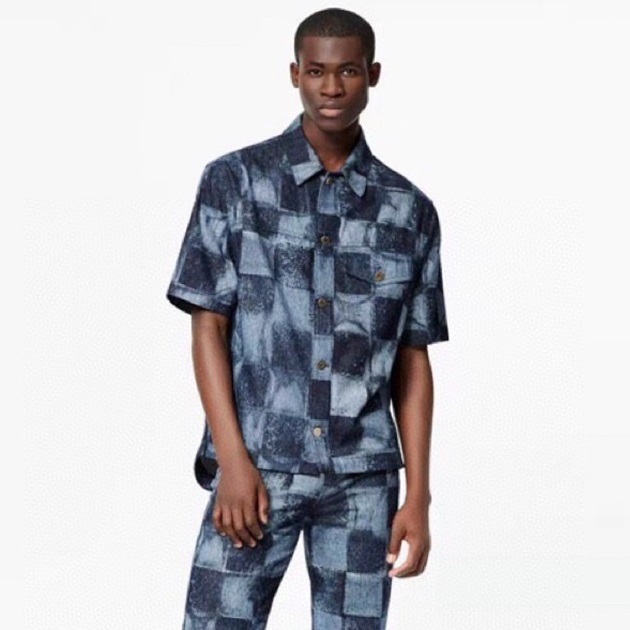 ルイヴィトンメンズブルー半袖シャツu05145