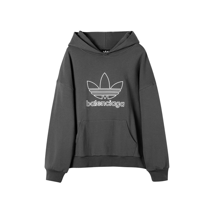 バレンシアガユニセックスカジュアルブラックフーディl01648