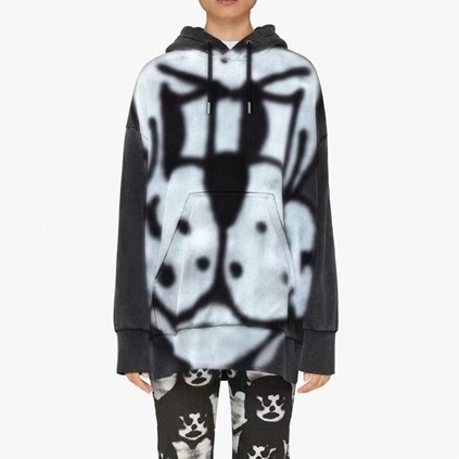 ジバンシィユニセックスユニークジップアップブラックフーディv0820