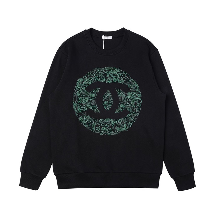 シャネルユニセックスカジュアルブラックスウェットシャツl0924