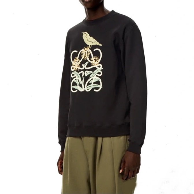 ロエベユニセックスクラシックブラックスウェットシャツe0640