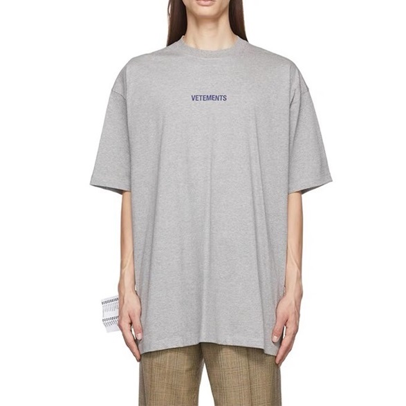 ヴェトモンユニセックストレンディグレー半袖Tシャツt0300