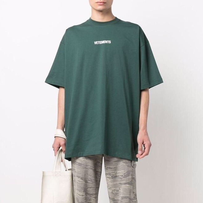 ヴェトモンユニセックストレンディグリーン半袖Tシャツt0301