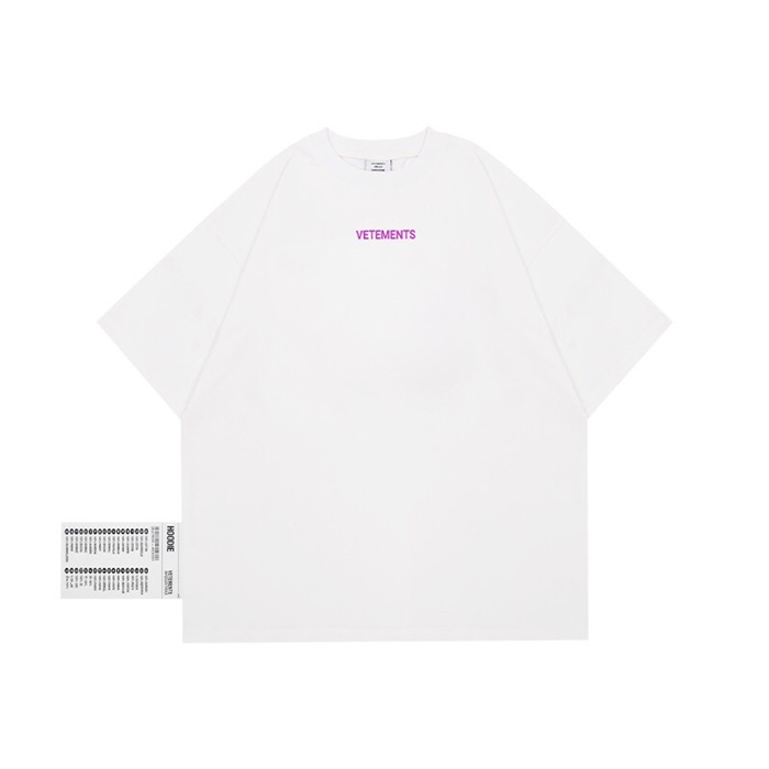 ヴェトモンユニセックストレンディホワイト半袖Tシャツt0304