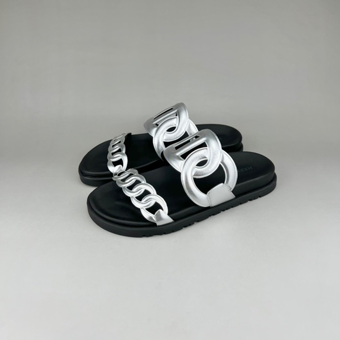 エルメスユニセックストレンディシルバースリッパr0881