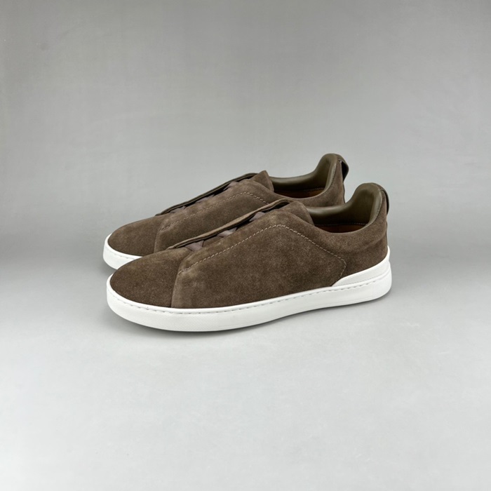 エルメネジルドゼニアメンズイニシャルブラウンスニーカーg0391
