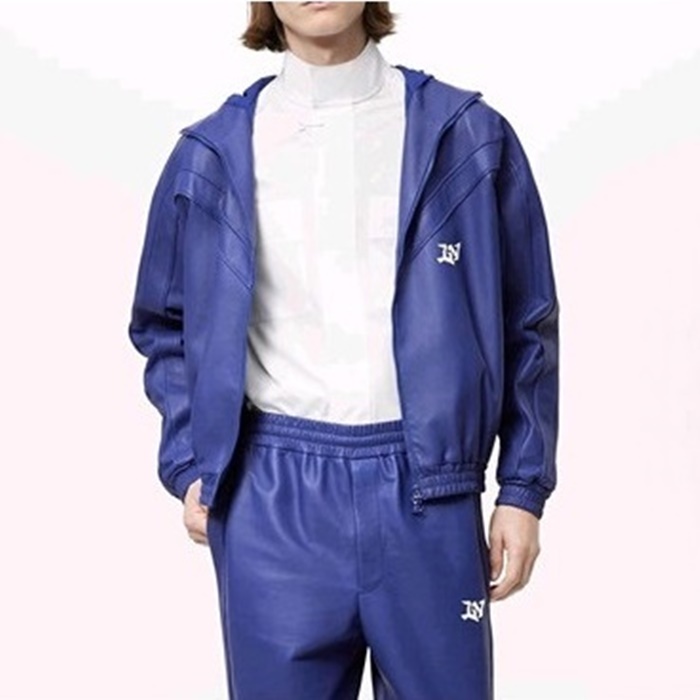 ルイヴィトンメンズブルーレザージャケットu5176