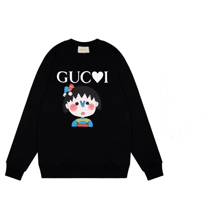 グッチユニセックスカジュアルブラックスウェットシャツc05103