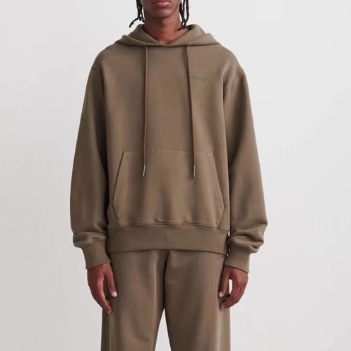 オフホワイトメンズカジュアルキャメルフーディf0840