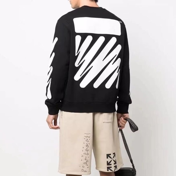 オフホワイトメンズモダンブラックスウェットシャツf0842