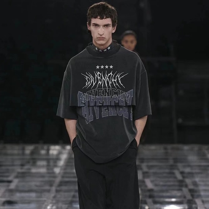 ジバンシィユニセックスクルーネックグレー半袖Tシャツv0822