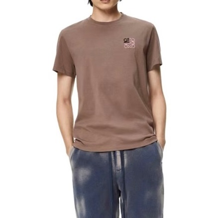 ロエベユニセックスイニシャルキャメル半袖Tシャツe0642