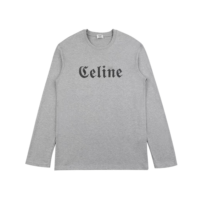 セリーヌメンズモダングレー長袖Tシャツl0454