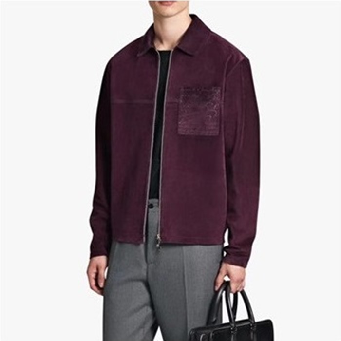 ベルルッティメンズバーガンディレザージャケットr127