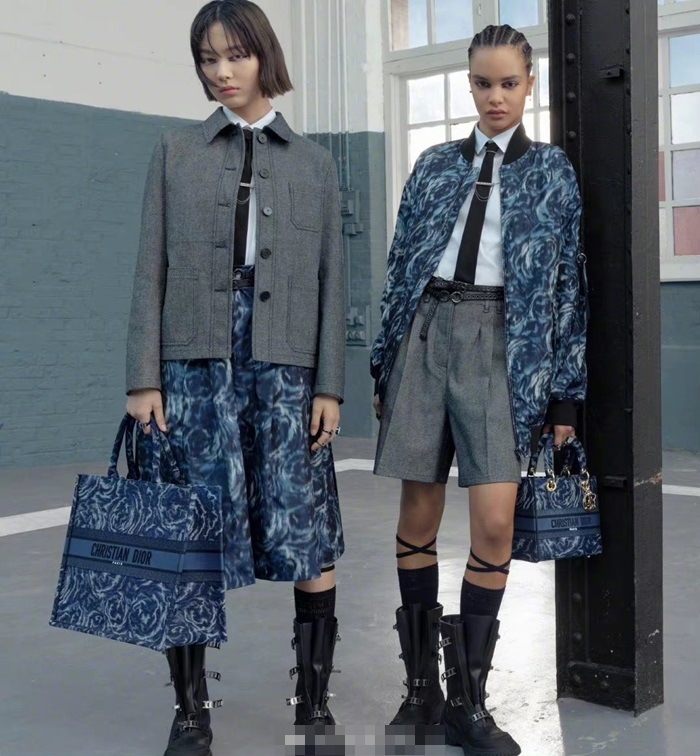 ディオールユニセックスネイビーブックトートバッグo2075