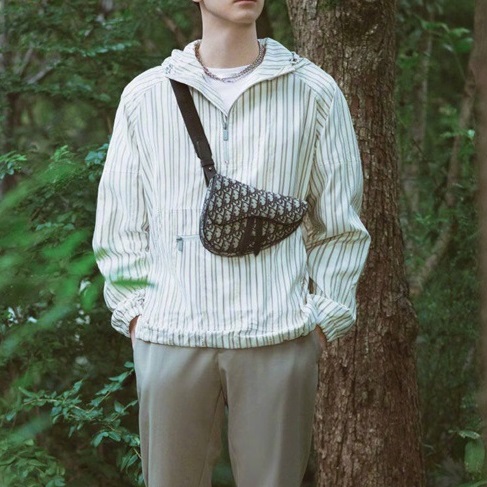 ディオールメンズオブリークネイビーサドルバッグo02084