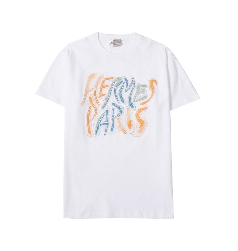 エルメスメンズホワイトクルーネック半袖Tシャツr0891