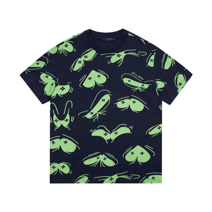 ルイヴィトンメンズブラッククルーネック半袖Tシャツu05192