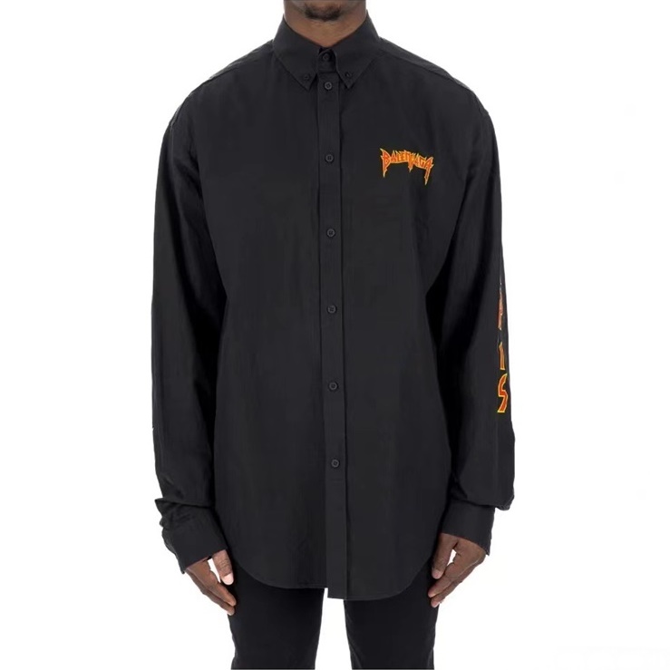 バレンシアガトレンディメンズブラックシャツl01675