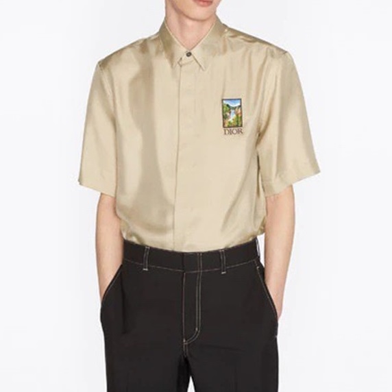 ディオールメンズベージュ半袖シャツo02128
