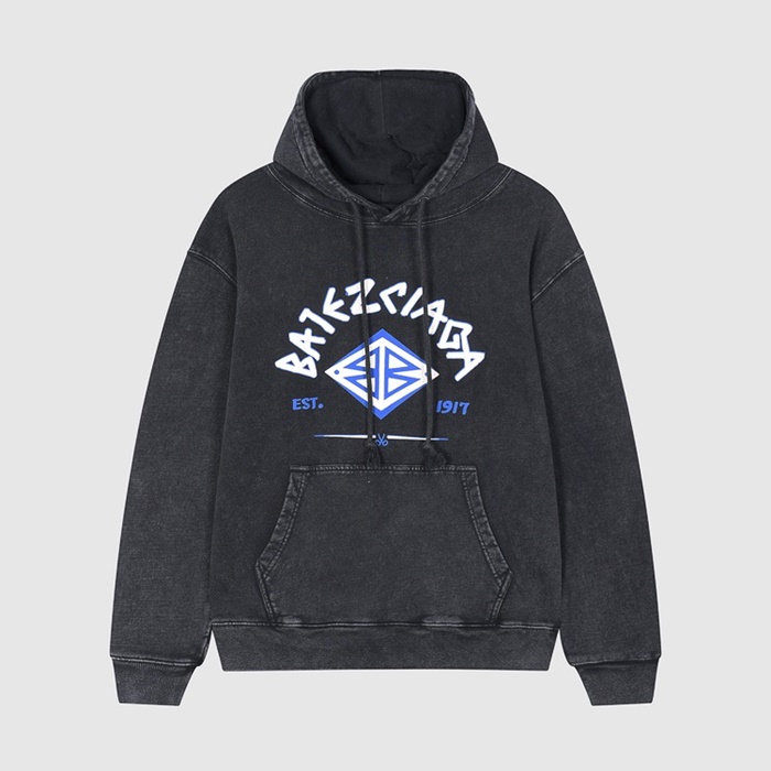 バレンシアガユニセックスカジュアルブラックフーディl01676