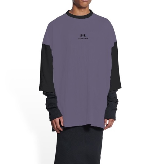 バレンシアガメンズクルーネックパープル半袖Tシャツl01676