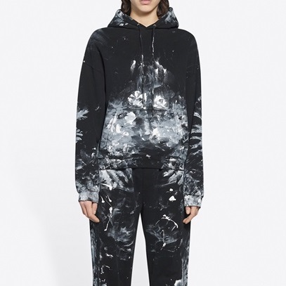 バレンシアガユニセックスカジュアルブラックフーディl01678