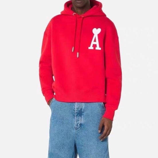 アミメンズカジュアルレッドフーディi0301