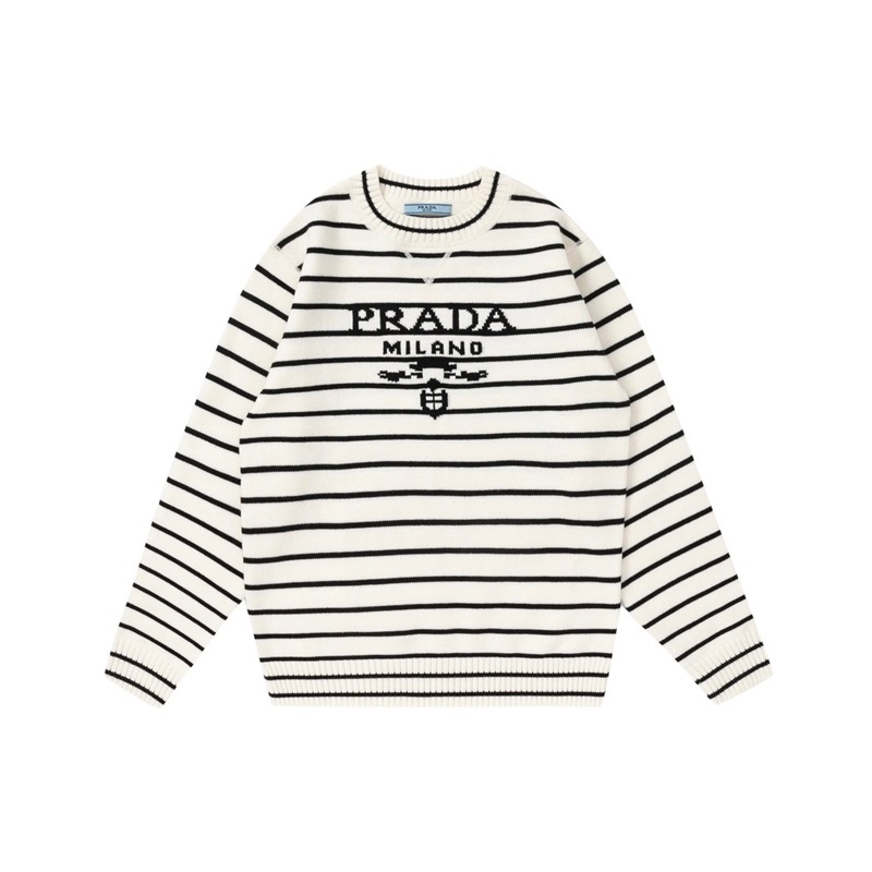 プラダメンズクルーネックホワイトニットa02818