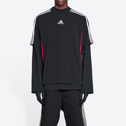 バレンシアガメンズクルーネックブラック半袖Tシャツl01683