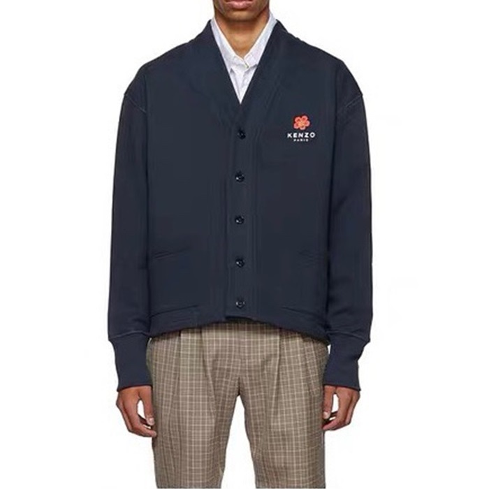 ケンゾーユニセックスネイビーネックカーディガンn0203