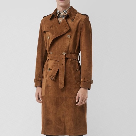 バーバリーメンズキャメルレザーコートr04506