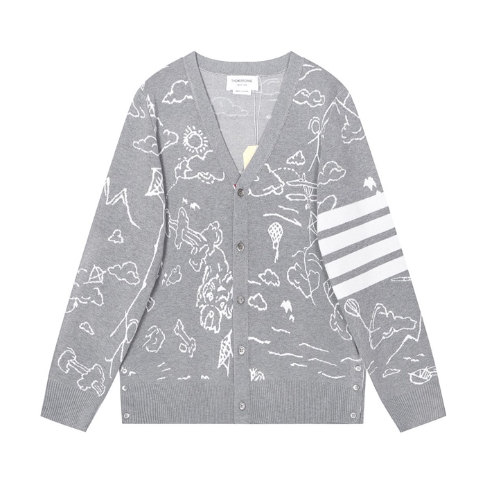 トムブラウンメンズネックグレーカーディガンm0602