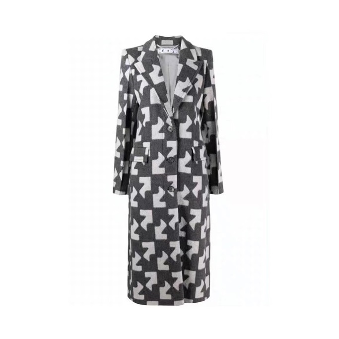 オフホワイトレディースカジュアルグレーコートf0845