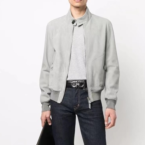 トムフォードメンズグレーレザージャケットf0021