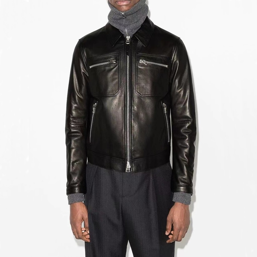 トムフォードメンズブラックレザージャケットf0025