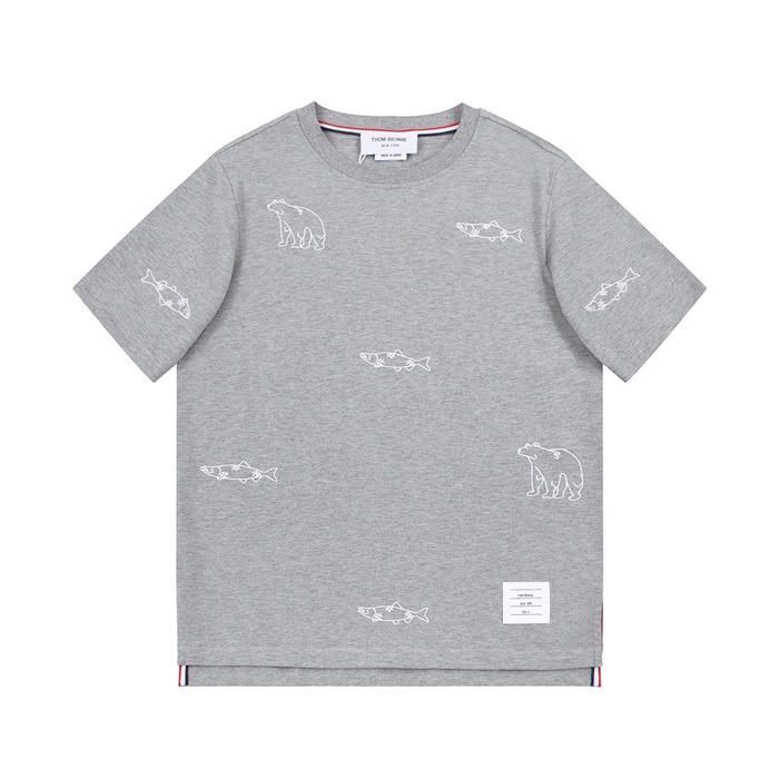 トムブラウンメンズグレークルーネック半袖Tシャツm0612