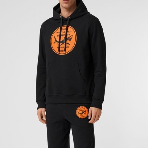 バーバリーユニセックスクラシックブラックフーディr04510